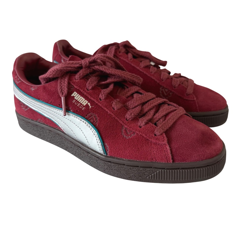 PUMA x One Piece Suede Shanks Burgundy Sneakers Youth 6Y Fits Women 7.5 NWOT
